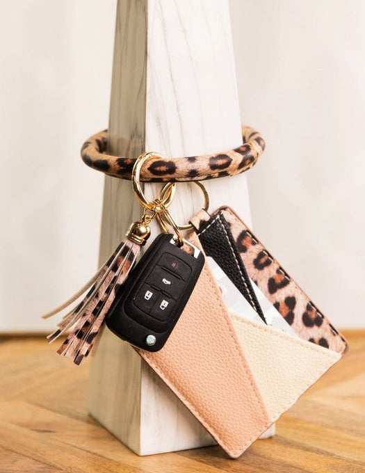 Farrah Leopard Key Ring Wallet