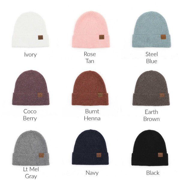 C.C. Fine Yarn Cuff Beanie | Multiple Colors