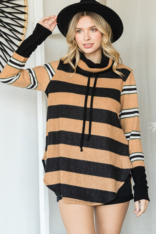 Gabby Striped Cowl Neck Tunic