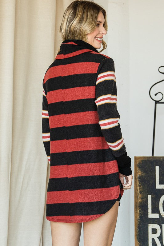 Gabby Striped Cowl Neck Tunic