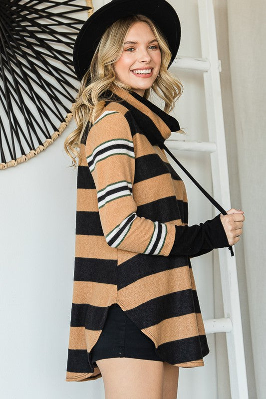 Gabby Striped Cowl Neck Tunic