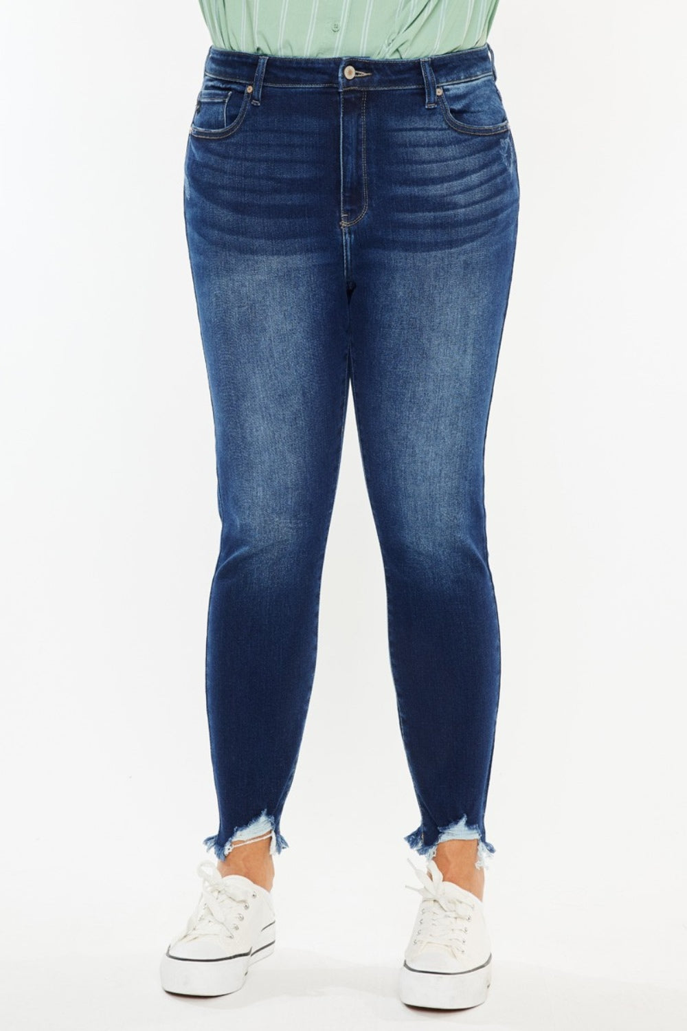 Ayleen High-Rise Frayed Ankle Skinny Jeans | Kancan