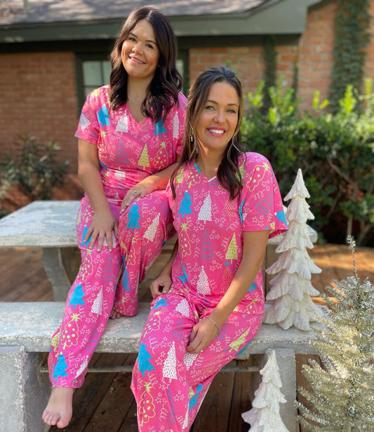 Pink Trees Pajama Set