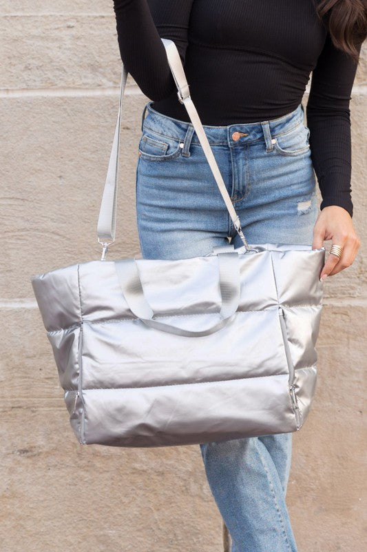 Metallic Puffer Tote | Multiple Colors