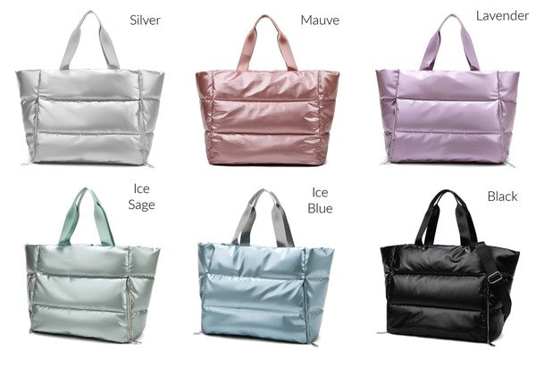 Metallic Puffer Tote | Multiple Colors