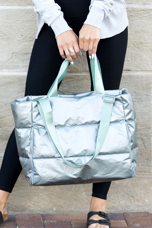 Metallic Puffer Tote | Multiple Colors