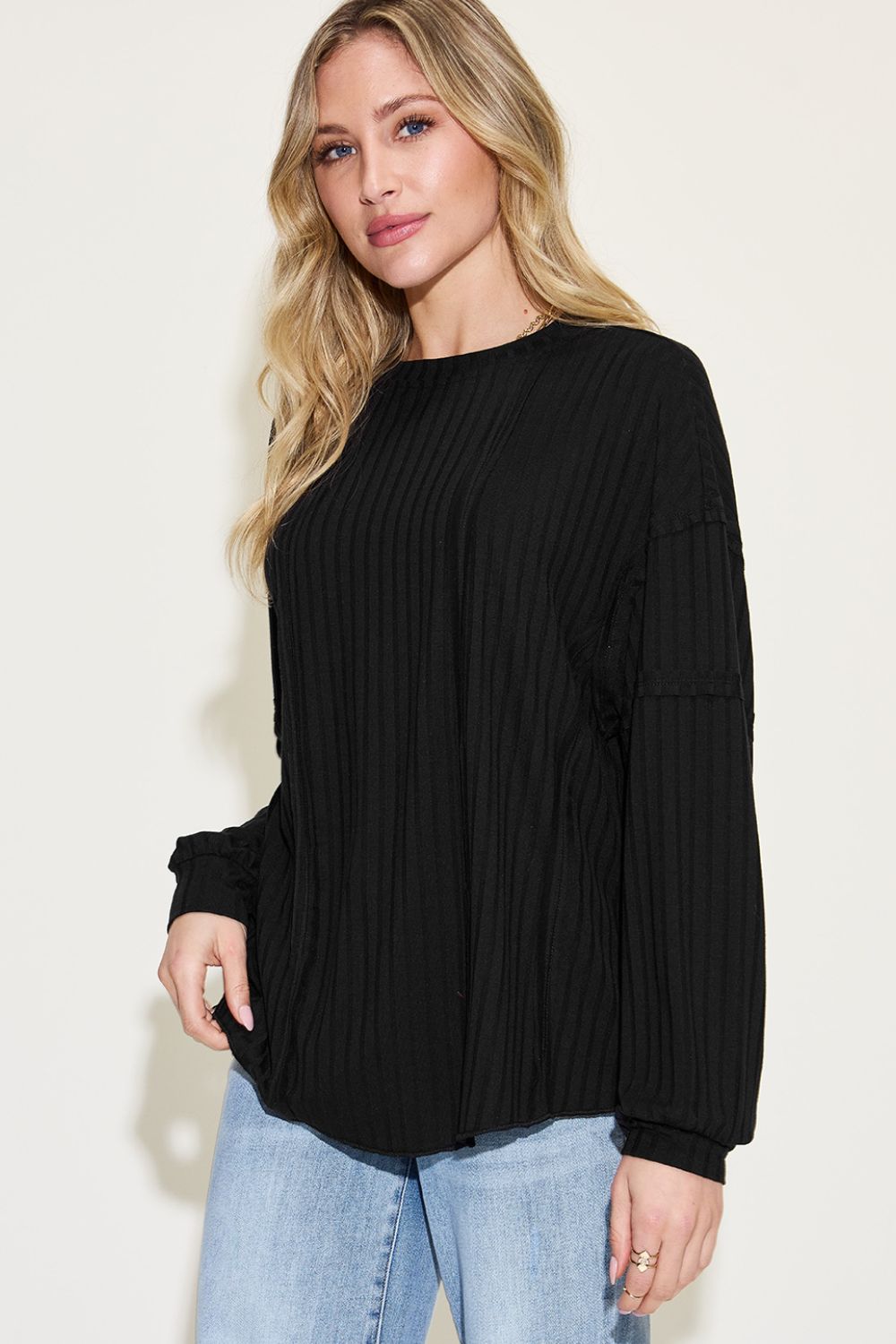 Ribbed Long Sleeve Top | Multiple Colors