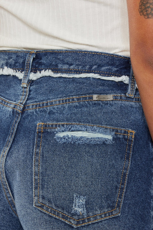 Reagan Distressed Button Fly Denim Shorts | Kancan
