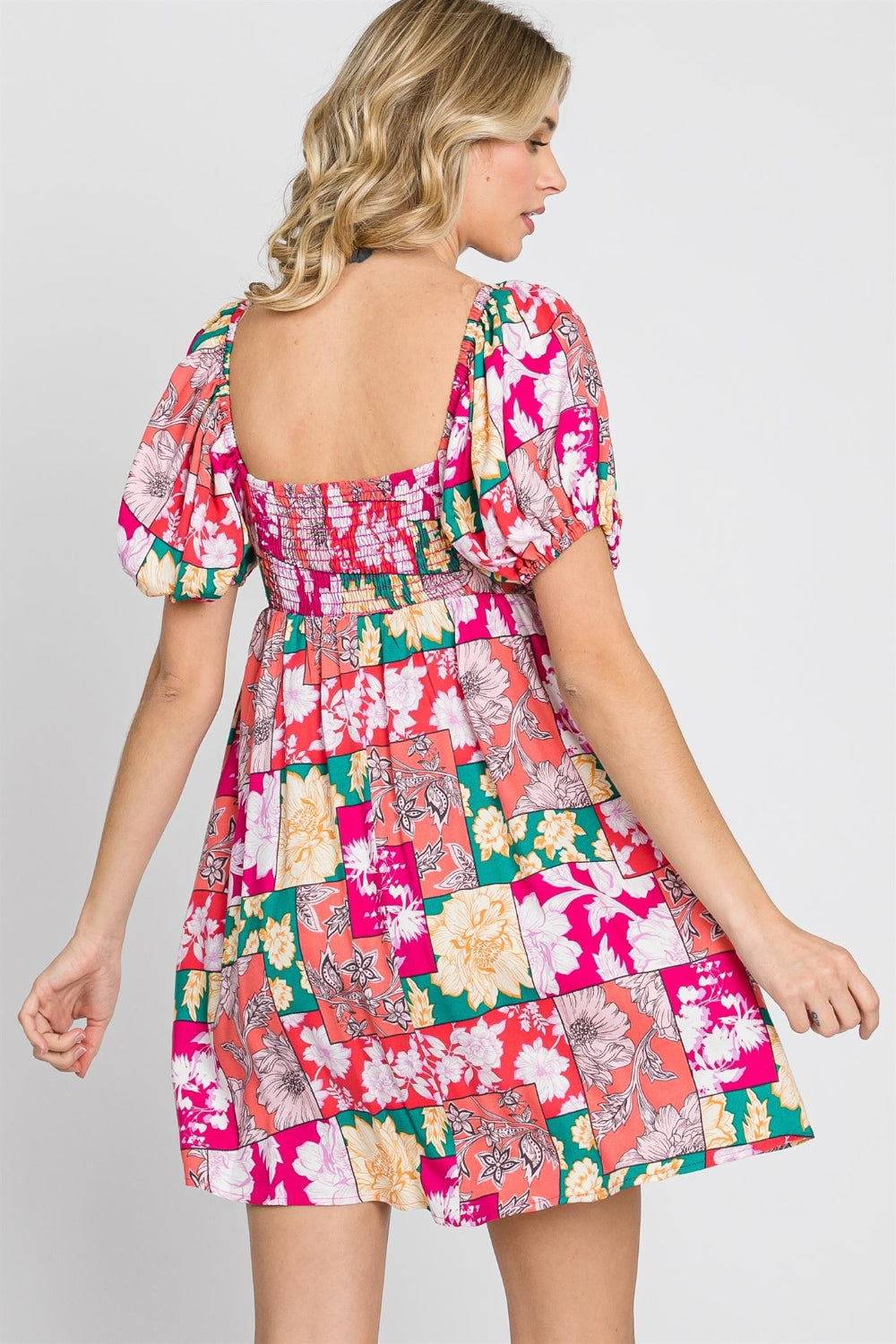 Floral Ruffled Sleeve Mini Dress