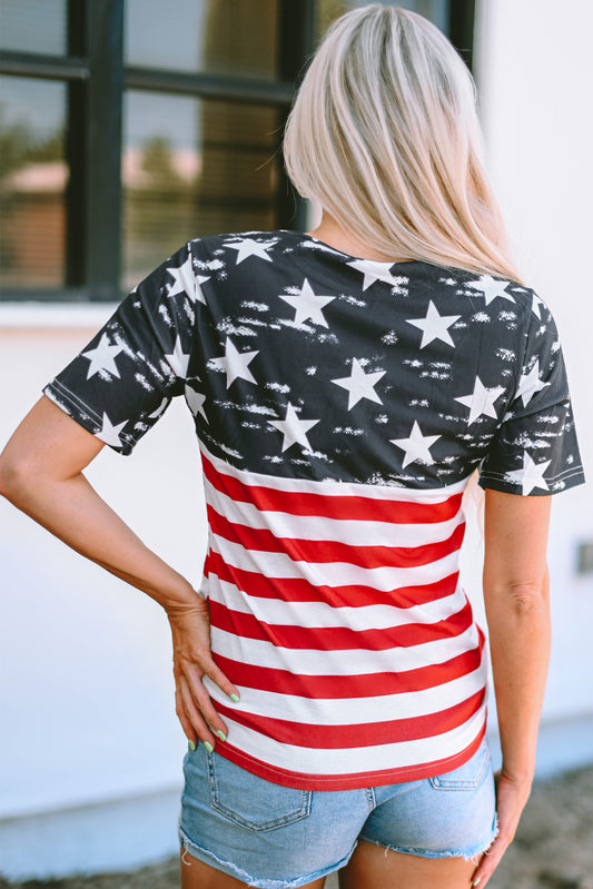 Patriotic Striped Cutout Top