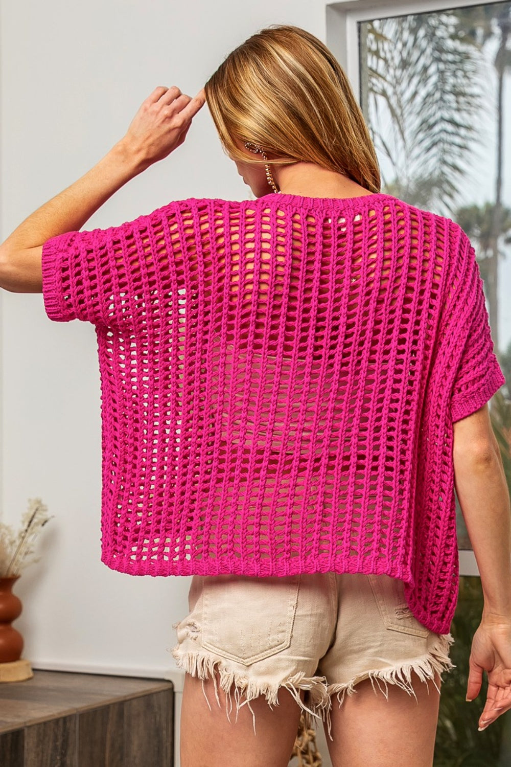 Openwork Knit Cove-Up Top