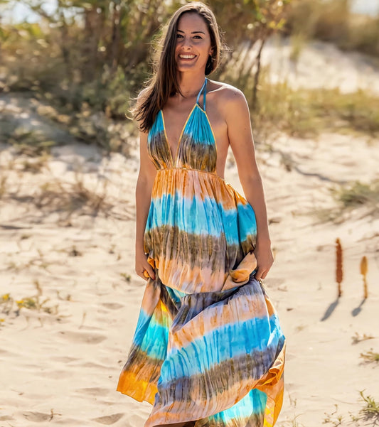 Talia Tie-Dye Halter Neck Dress