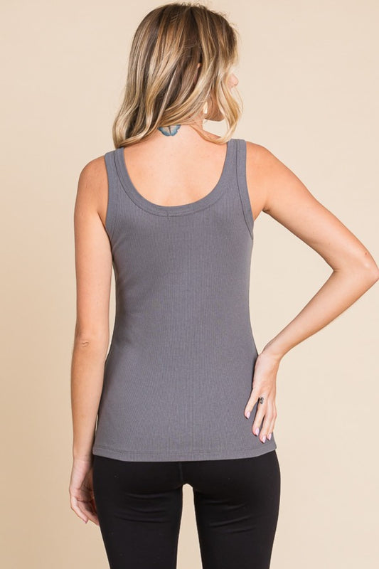 Back to the Basics Ribbed Scoop Neck Tank