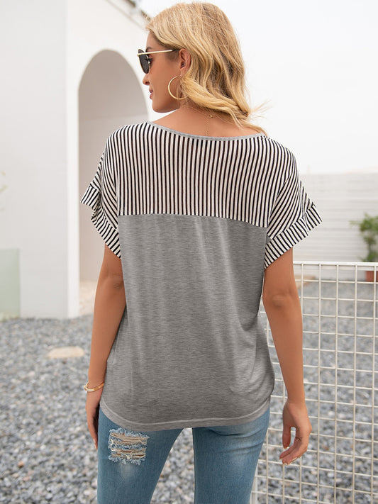 Striped V-Neck Top