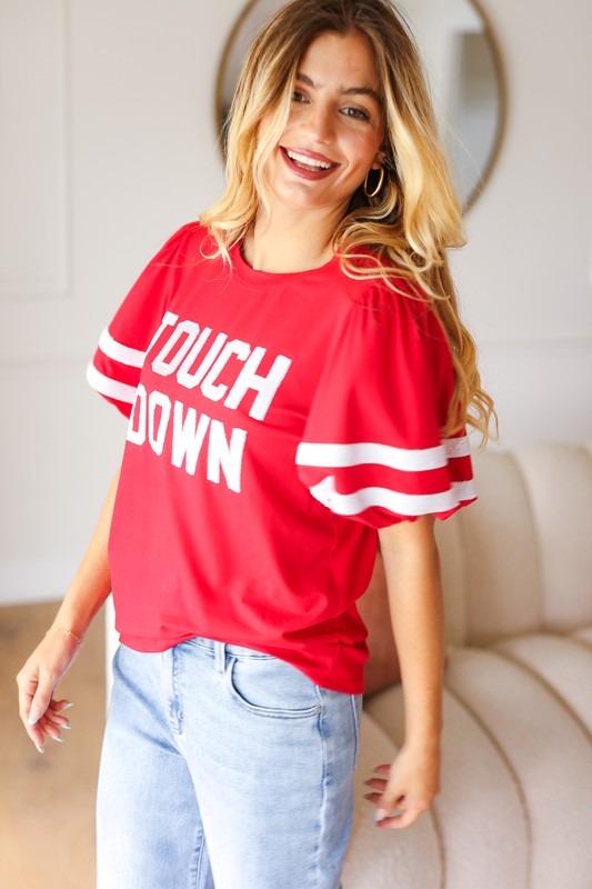 Touchdown Sequin Game Day Top | Red