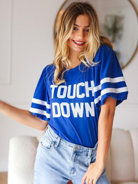 Stand Out Touchdown Sequin Game Day Top