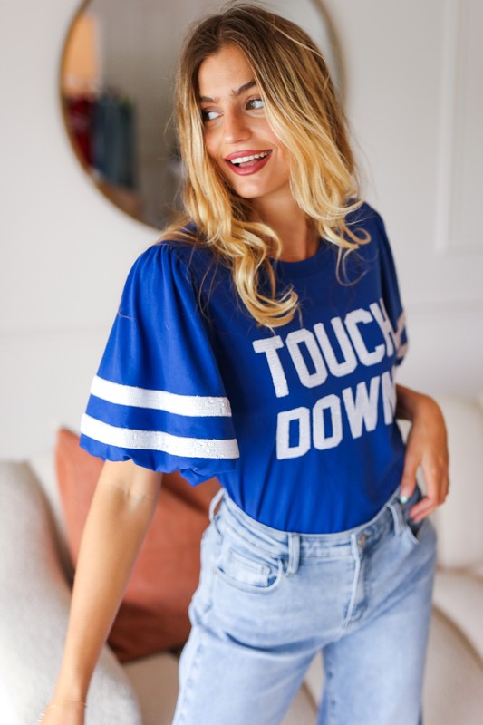 Stand Out Touchdown Sequin Game Day Top