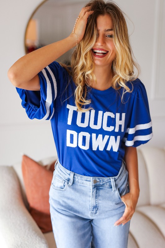 Stand Out Touchdown Sequin Game Day Top