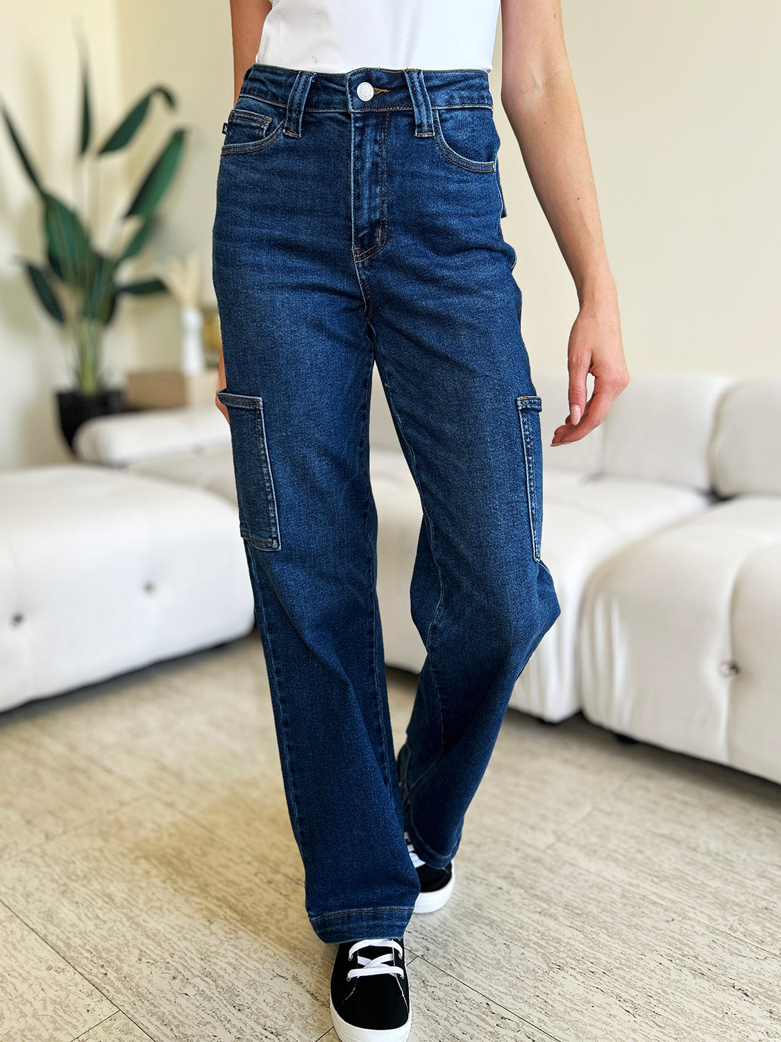 Dulce High-Waist Straight Cargo Jeans | Judy Blue