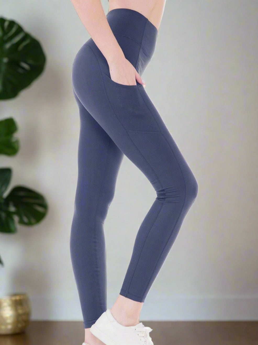 High-Waist Wide Waistband Leggings | Ink Blue