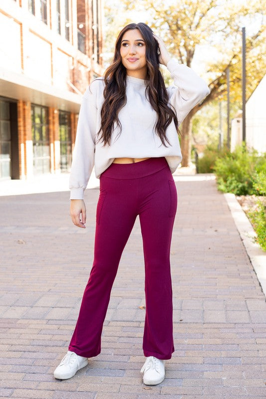 Maeve Bootcut Leggings | Maroon