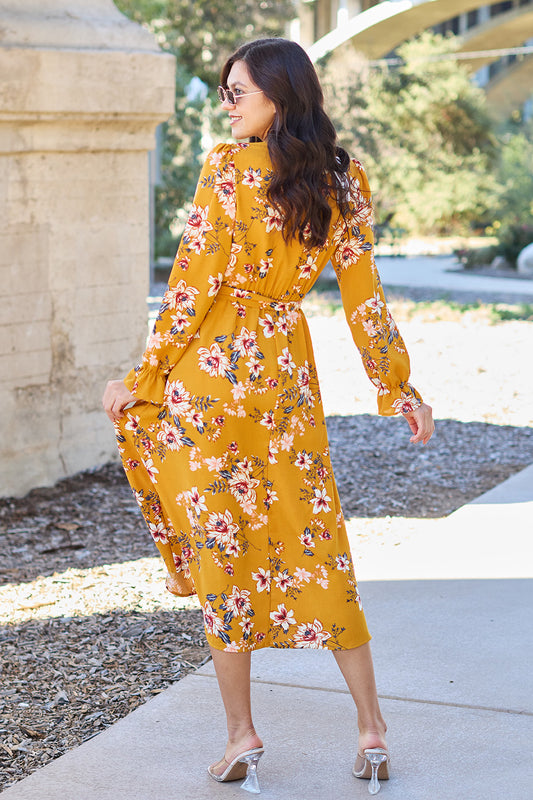 Floral Flounce Sleeve Dress