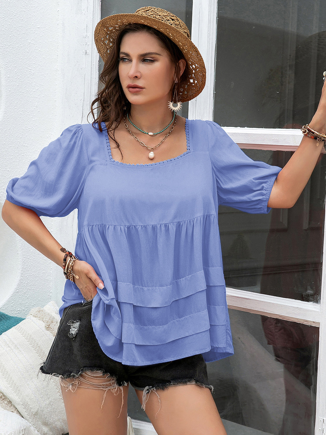 Love Square Neck Blouse | Curvy