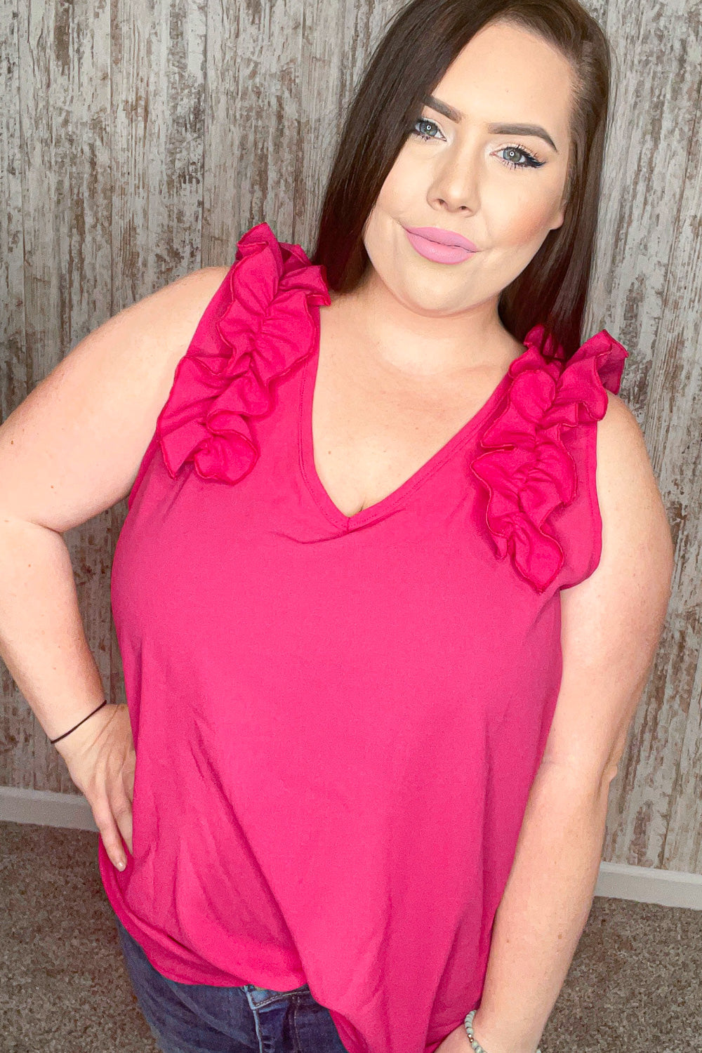 Fuchsia Sleeveless Crepe Top