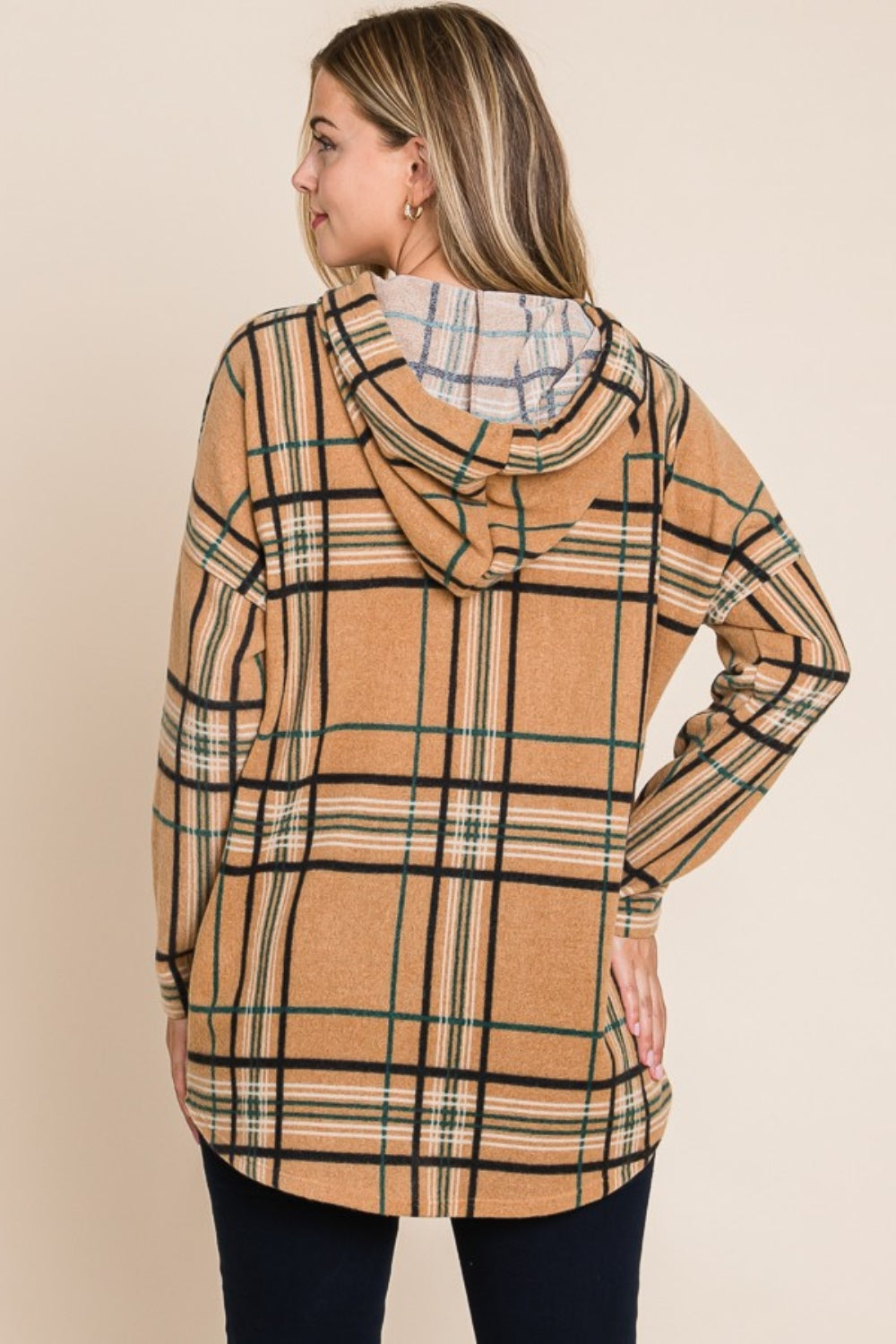 Janiyah Drawstring Plaid Hoodie