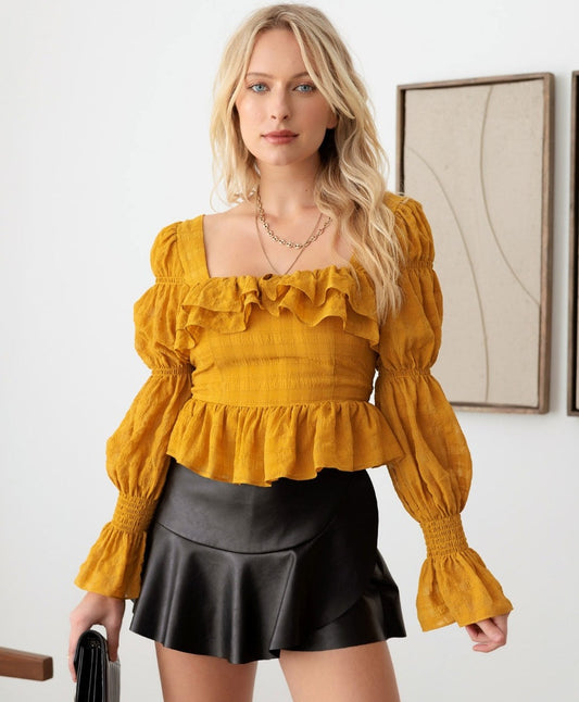 Boho Smocked Peplum Top