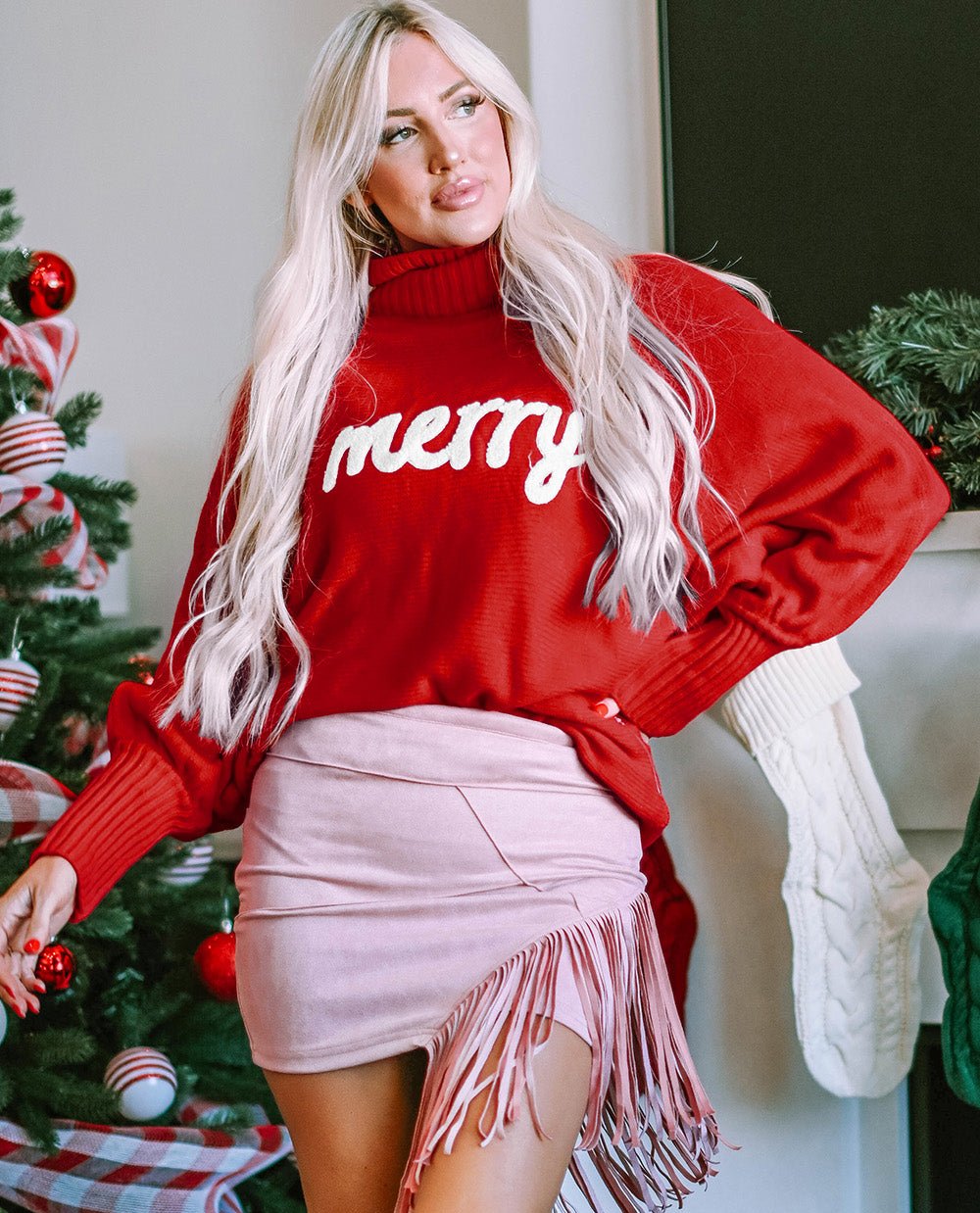 Merry Christmas Turtleneck Sweater | Multiple Colors