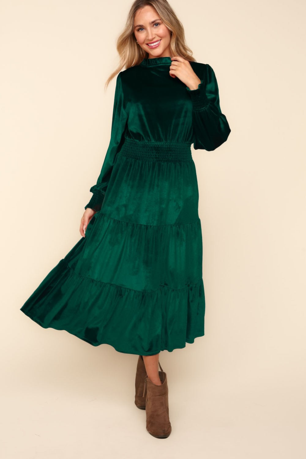 Nori Smocked Velvet Dress