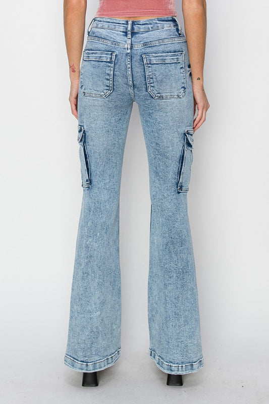 Marleigh High-Rise Cargo Flare Jeans | Risen