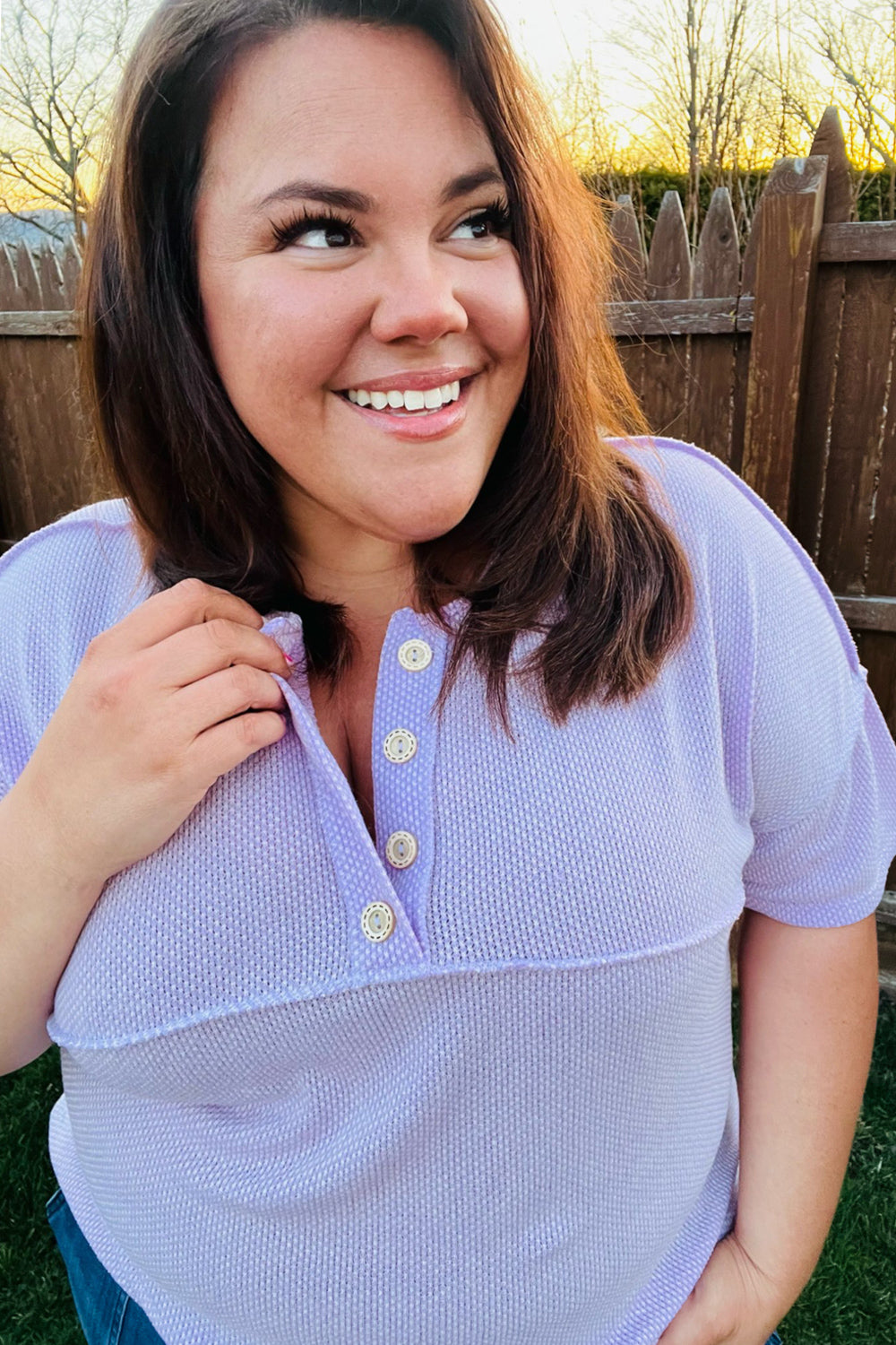 Lilac Knit Outseam Top