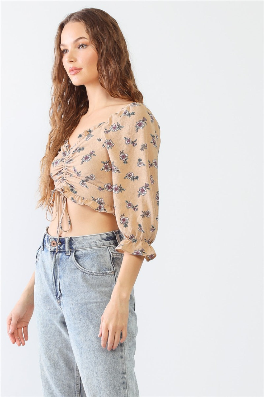 Floral Ruffle Smocked Crop Top | Multiple Colors