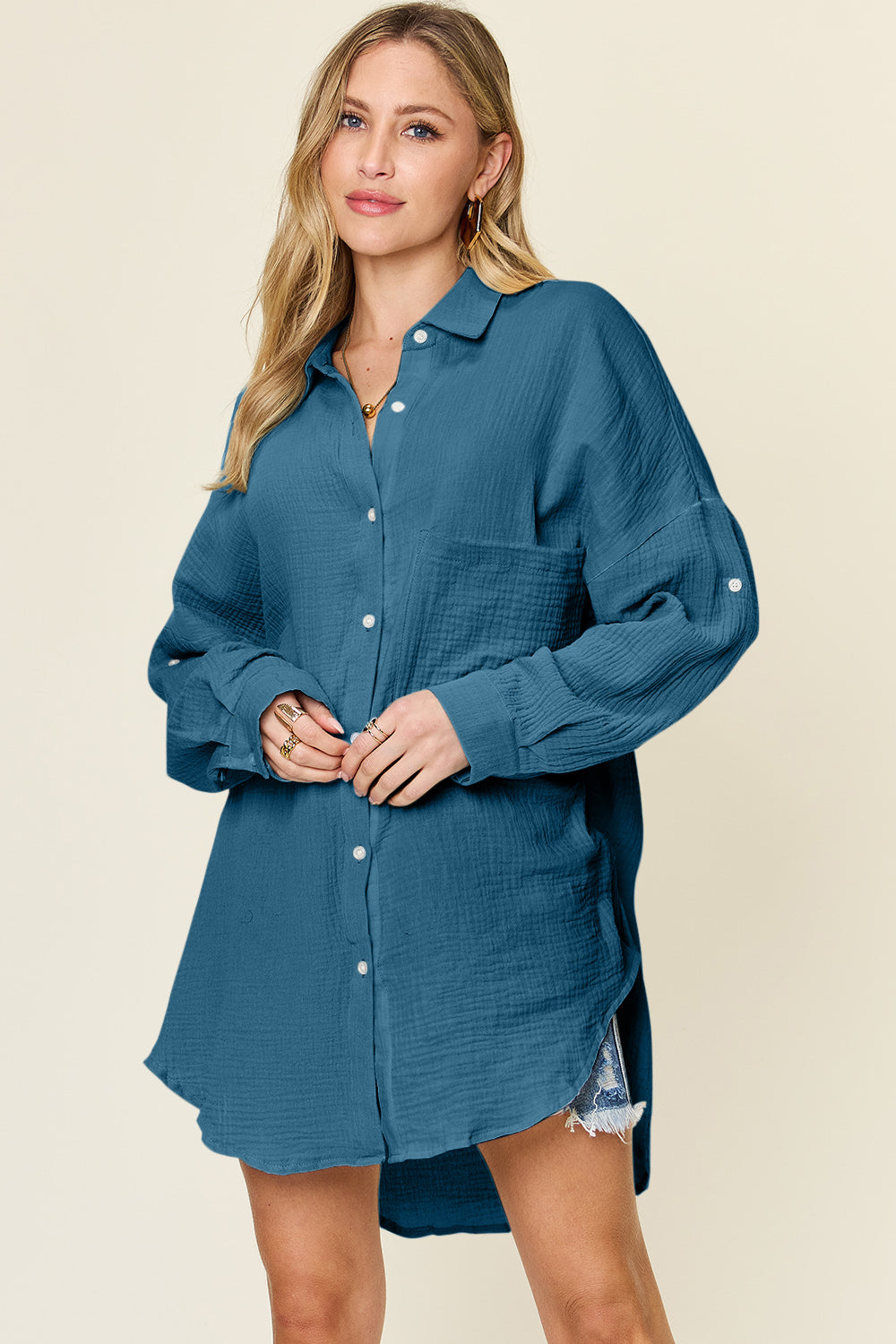 Jasmine Pocketed Button Up Top | Multiple Colors