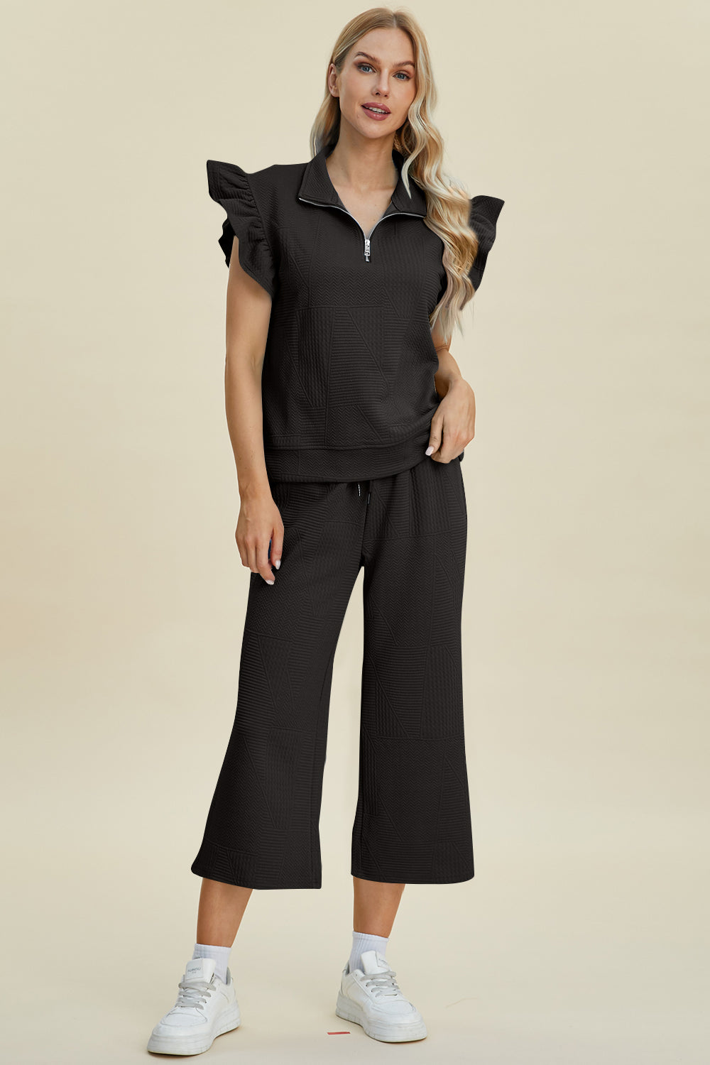 Azaria Ruffle Short Sleeve Top & Wide Leg Pants Set | Multiple Colors