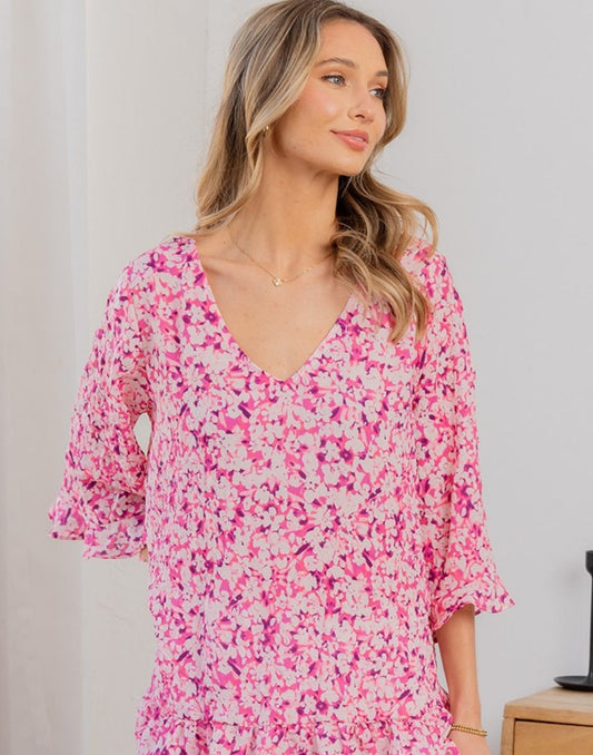 Floral V-Neck Flounce Top