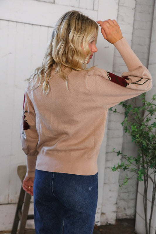 Scarlet Petals Bubble Sweater