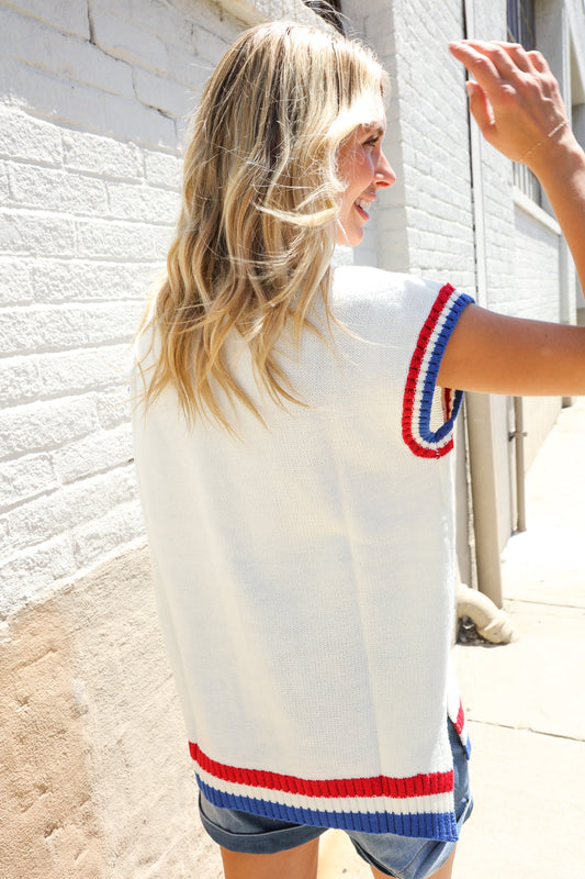 Holiday Ready USA Embroidered Top