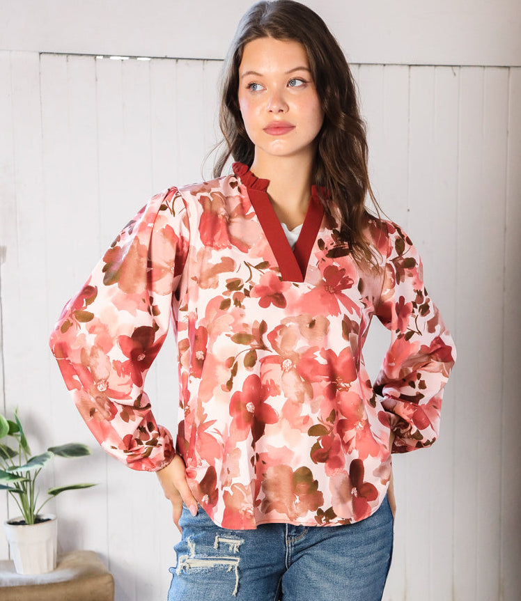 On Blossom Lane Floral Blouse