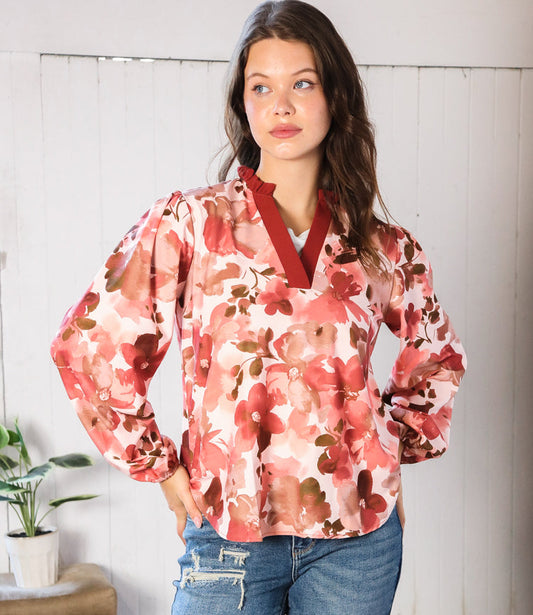 On Blossom Lane Floral Blouse