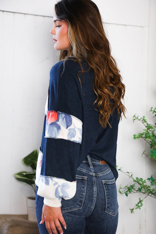 Cottage Roses Colorblock Top