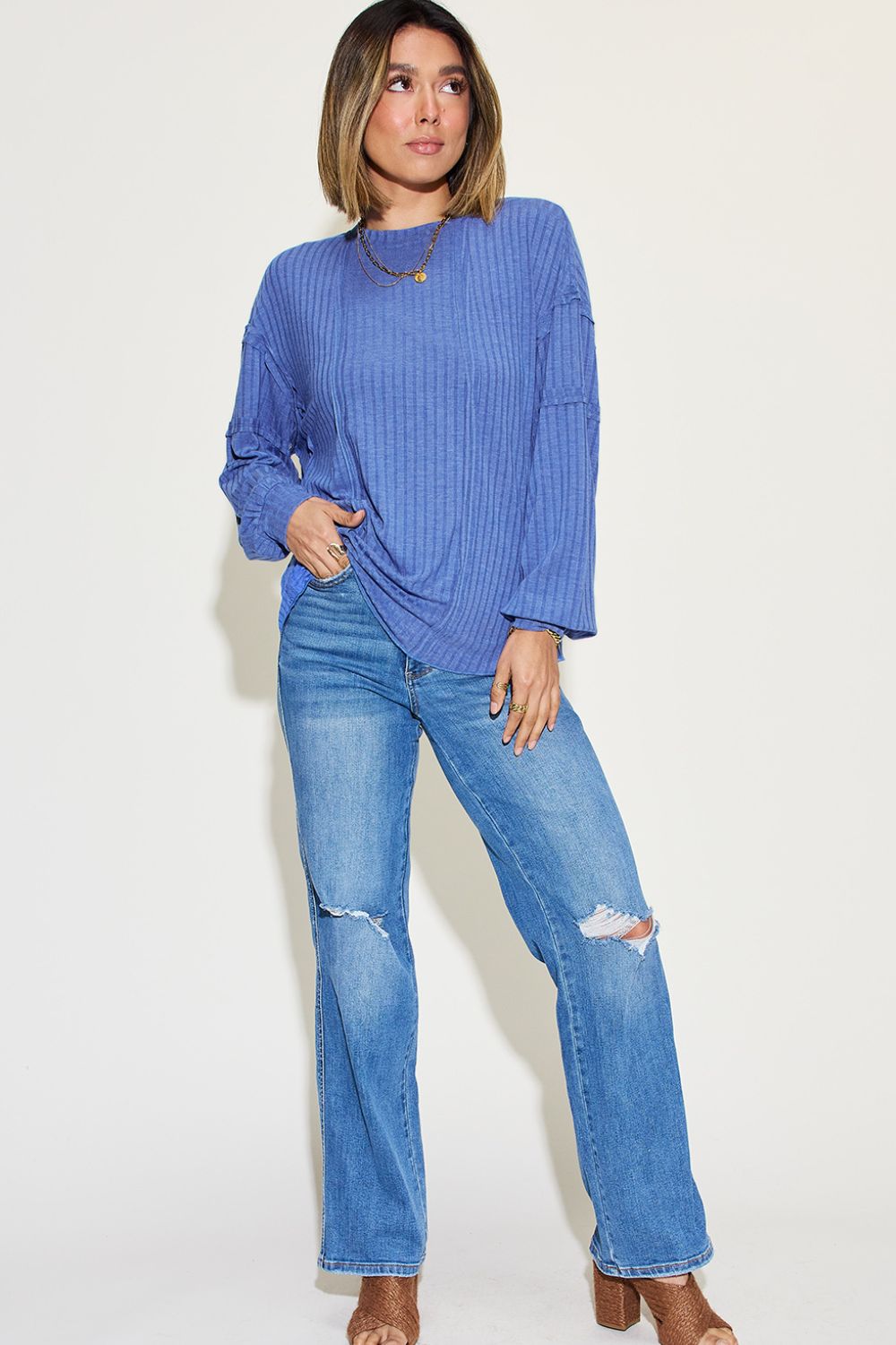 Ribbed Long Sleeve Top | Multiple Colors