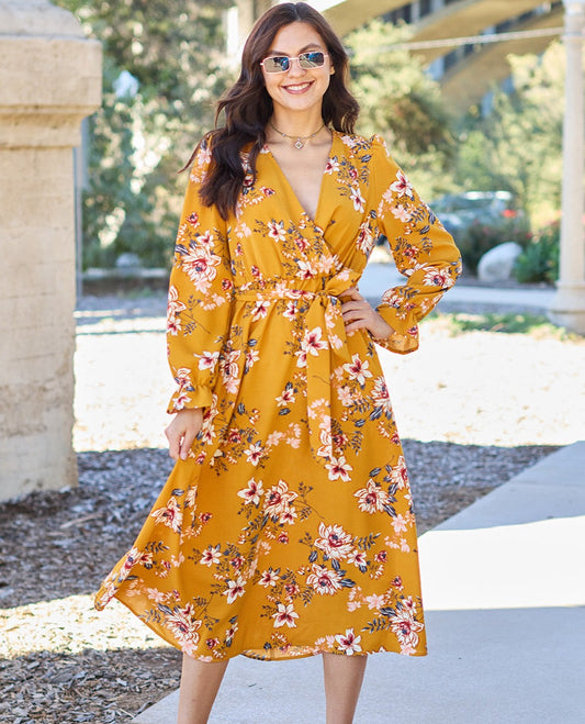 Floral Flounce Sleeve Dress