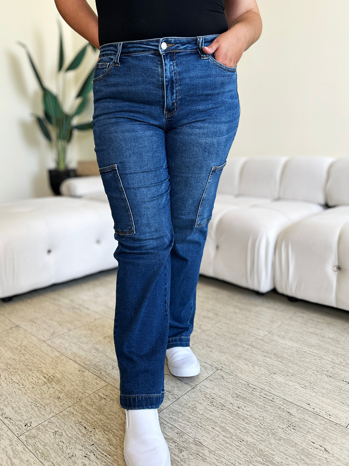 Dulce High-Waist Straight Cargo Jeans | Judy Blue