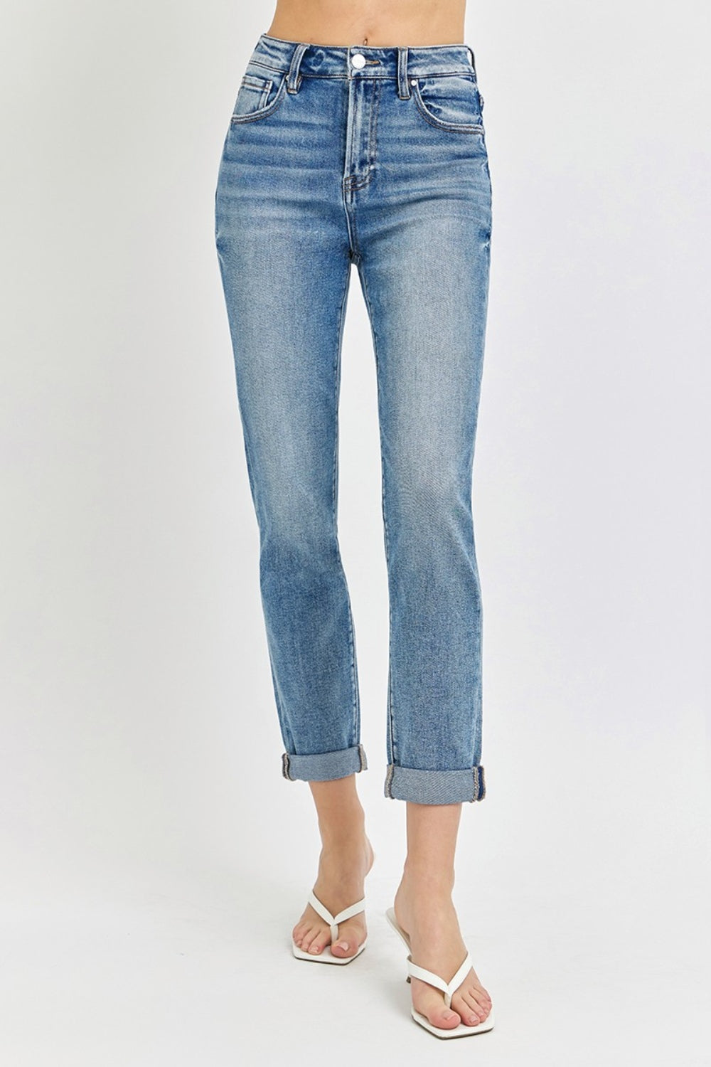 Cheyenne High-Rise Cropped Roll Up Jeans | Risen