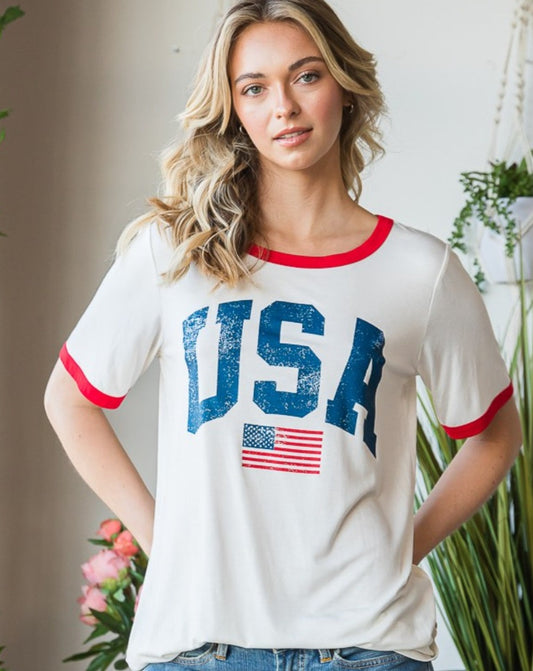 USA Contrast Raglan Tee