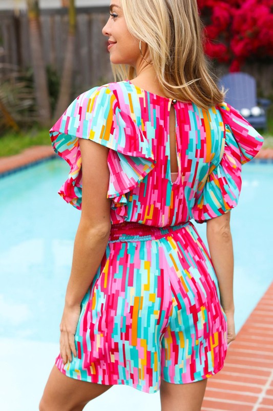 Feeling Bold Smocked Flutter Sleeve Romper