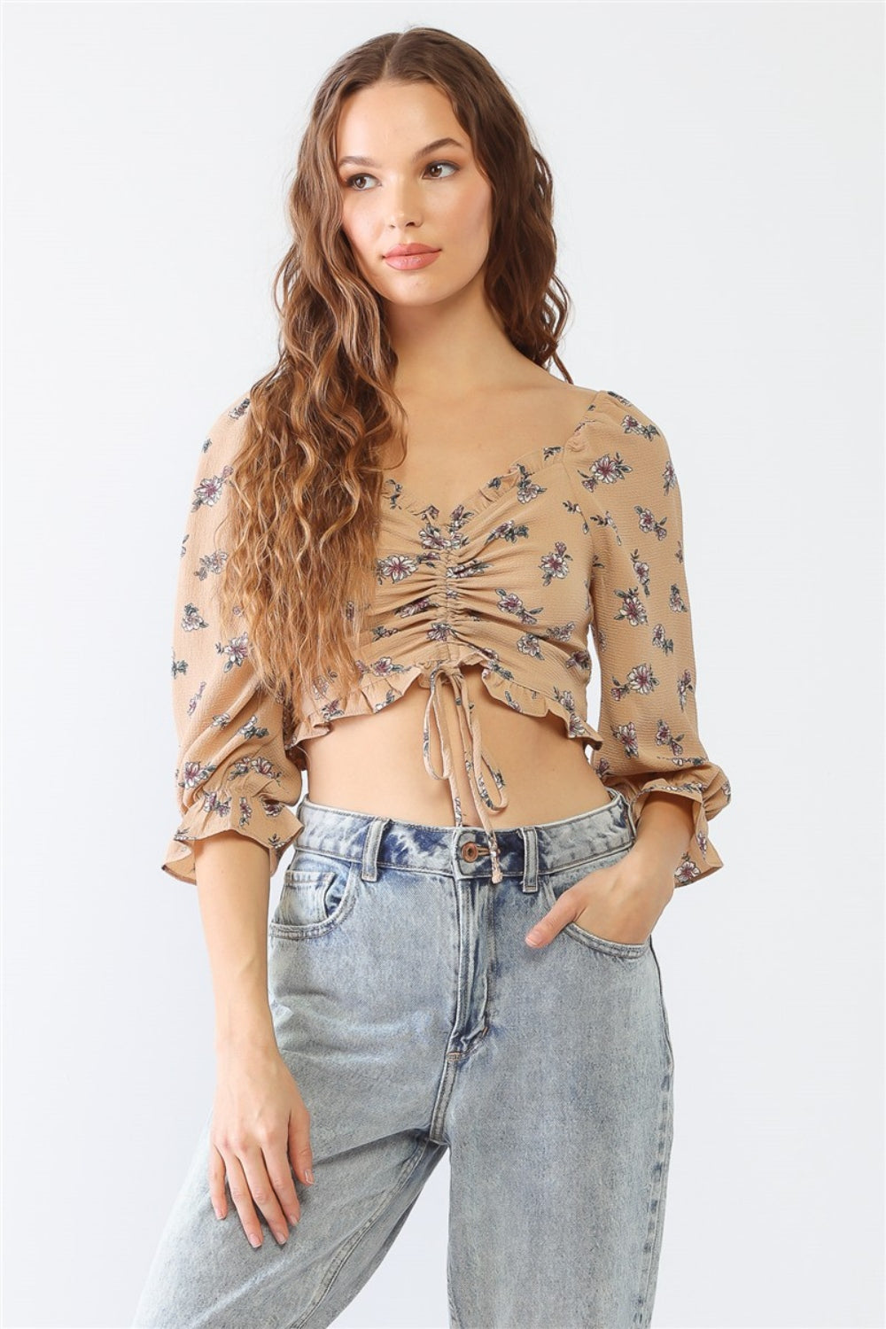 Floral Ruffle Smocked Crop Top | Multiple Colors
